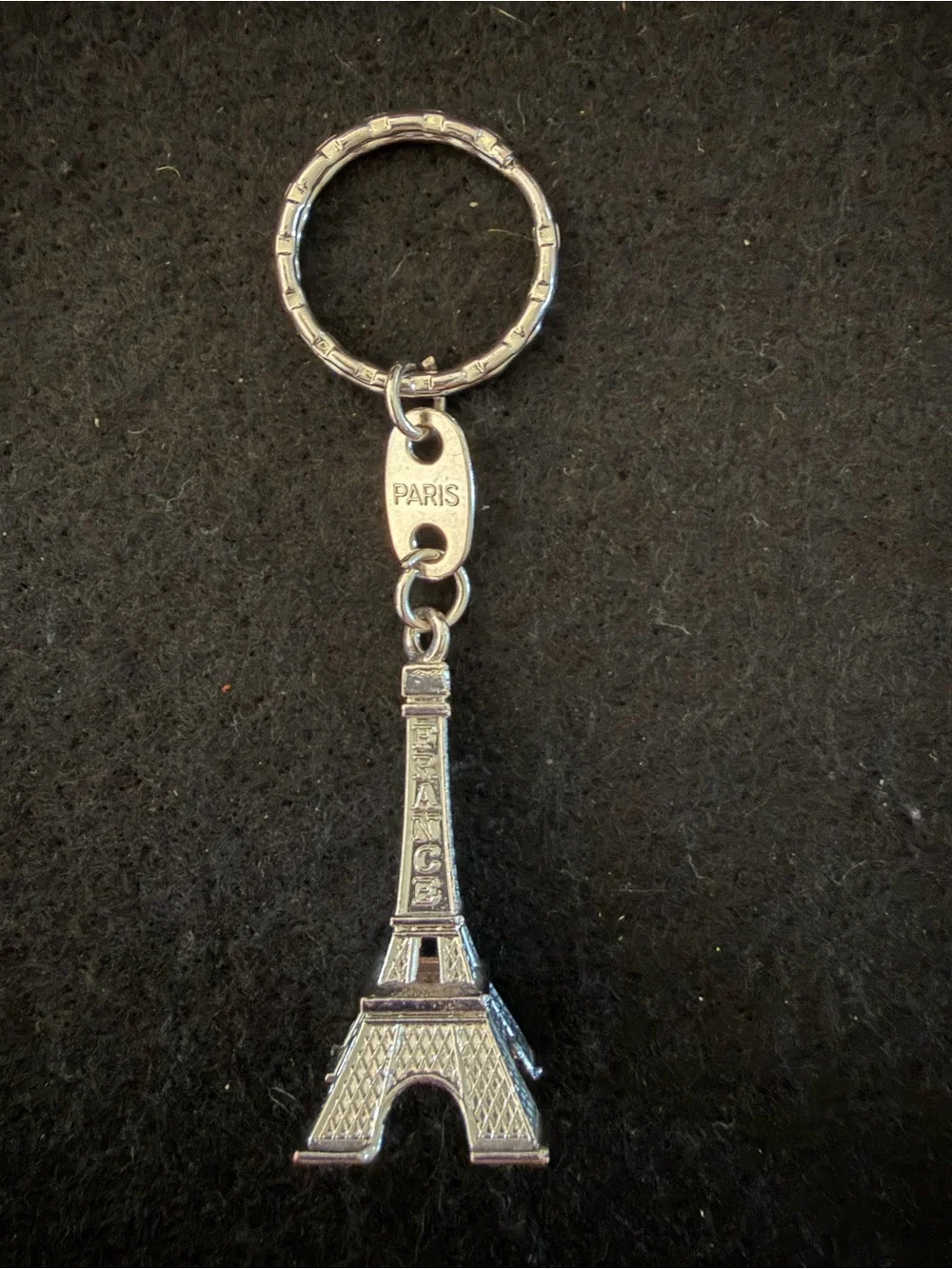 Silver Eiffel Tower Keychain Charm
